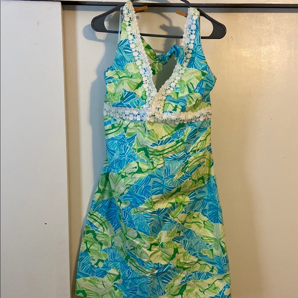 Lily Pulitzer Tropical Blue and Green Sleeveless Dress 10